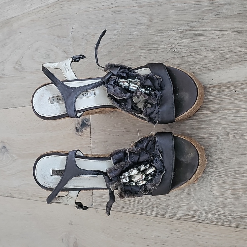 Vera Wang Lavender Label Paige Satin Gray Wedges